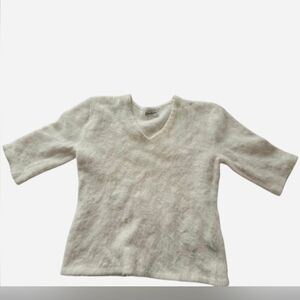 Belldini Cream V-Neck Short Sleeve Knit Top